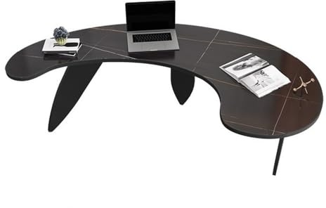 FZL02068LM PC Table Modern Arc Home Office Desk, Rock Slab Top Laptop Table for Writing, Studying, and Working Office Desk(M)
