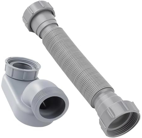 Flexible Waste Pipe, Drain Pipe Low Profile 1 1/2 P-Trap Replacement Bath Pipes Free Standing Trap Drain Tub for Shower Bathroom Renovation