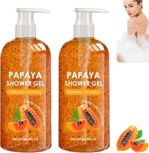 Aufhellendes und glättendes Duschgel mit Papaya, Peeling-Duschgel mit Papaya, Feuchtigkeitsspendende Körperlotion gegen fettige Haut, Sanfte Reinigung und Frische, für Damen und Herren