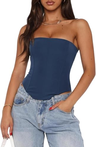 Svuitmsl Women Mesh Strapless Bustier Y2k Back Zip Up Boned Bustier Tops Bodyshaper Tube Top Sexy Going Out Bustier Corset