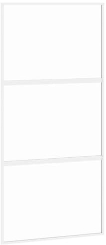 Porte coulissante blanche 102,5 x 205 cm en verre trempé et aluminium – Porte intérieure coulissante silencieuse avec verre transparent et cadre en métal robuste pour une séparation moderne des pièces