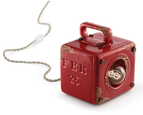 ferroluce Retro Laterne Industrial, Keramik 20 x 18 x 15.5 cm glänzend rot