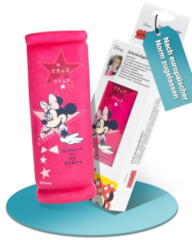 HiTS4KiDS – Gurtpolster Auto für Kinder – Schulterpolster passend für Sicherheitsgurt & Rucksack – Gurtschutz für mehr Komfort auf der Reise – Gurtschoner für Mädchen (Disney Minnie Mouse | 20cm)