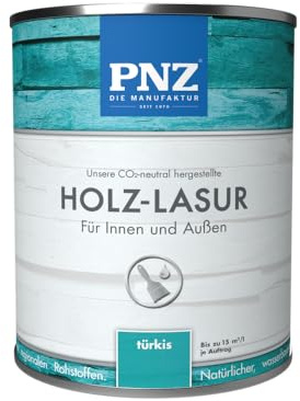 PNZ Holzlasur für Innen und Außen | lösemitttelfreie Farblasur | Nachhaltig hergestellt mit regionalen Rohstoffen | für alle Hölzer, auch Bienenhäuser, Gebinde:0.75L, Farbe:türkis
