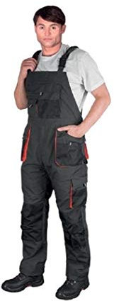 GAMA BHP FORECO-B Bib and Brace Overalls Mens Work Trousers Knee Pad Dungarees Multi Pocket Clasic and Knee Pads (UK 34/36 INCH -EU 52, Without Knee PAD) Grey