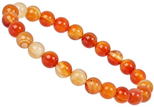 ELEDORO echtes Edelstein Perlen Armband - Natürliche Chakra Power Steine, Stretch Design, 8mm (Karneol)