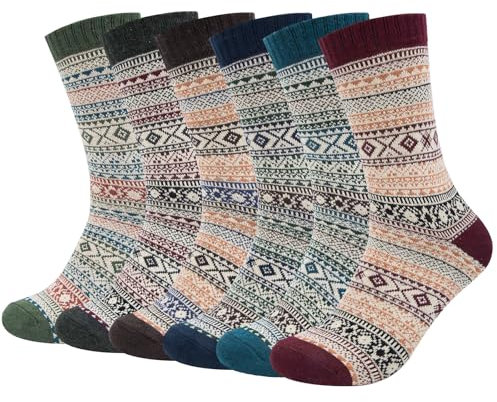 Justay Comf 6 Pairs Mens Thermal Winter Wool Socks Thick Warm Soft and Breathable Work Running Hiking Socks