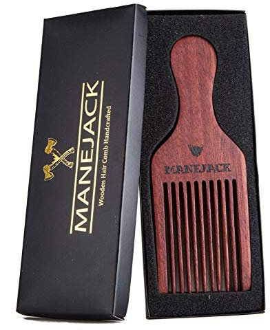 MANEJACK Beard Pick for Men- Wooden Comb Afro Hair Lift Combs