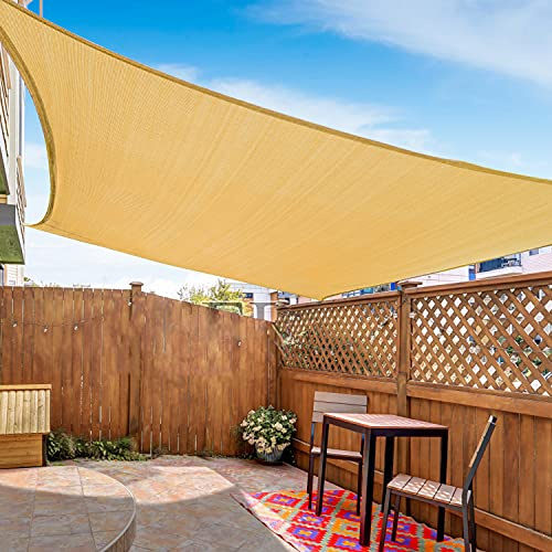 KANAGAWA Sonnensegel, 3 x 3 m, sandfarben, quadratisch, UV-Schutz, Markise, Schutz, Stoff, Sonnentuch, Schattentuch, Bildschirm für Outdoor, Terrasse, Garten, Hinterhof, Aktivitäten
