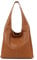 OBC Made in Italy Damen Leder Tasche Shopper Schultertasche Umhängetasche Handtasche Beuteltasche Hobo Bag Ledertasche Nappaleder Cognac