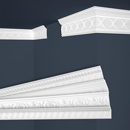 Marbet Deckenleisten weiß Sparpaket aus Styropor EPS - Stuckleisten gemustert, im traditionellen Design - (20 Meter B-31) Zierleiste Eckleiste Eckprofile Stuck