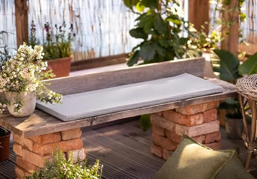 Dekoleidenschaft Bankauflage Modern, grau, 110x35x3 cm, Outdoor Sitzauflage, waschbar & schmutzabweisend, Sitzpolster für die Gartenbank, Bierbank-Auflage, Polsterauflage