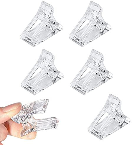 Lot De 5 Pinces à Ongles Transparentes Gel Extension De Ongles Clip à Ongles Transparentes en Polygel à montage rapide pour manucure et nail art (transparent)