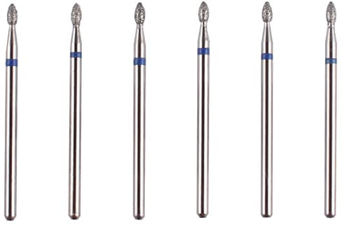 MZCMSL Lot de 6 petits embouts à cuticules en forme de flamme, foret à ongles en diamant professionnel pour la préparation des ongles, outil électrique à tige 3/32