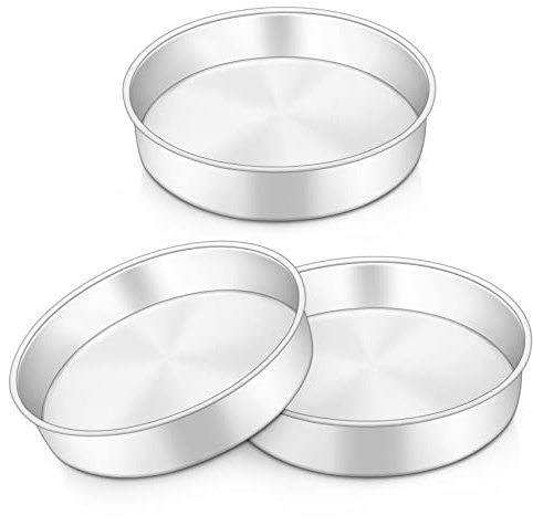 Onader 9½ Inch Cake Tin, Stainless Steel Round Cake Mould Tins Set of 3, Big Baking Cake Pans for Birthday Wedding Christmas Layer Cakes, Healthy & Heavy Duty, Mirror Finished & Dishwasher Safe