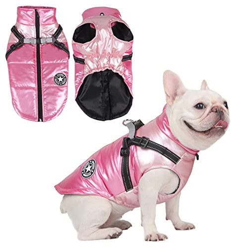 Hundejacke für den Winter,Wasserdichter Hundemantel,Welpe Warme Jacke Kleidung Weste,Reflektierende Weste Hundekleidung, Winddichte Hundejacke für kaltes Wetter für kleine mittlere Hunde (L, Pink)