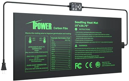 iPower Tappetino per piantine con Doppio regolatore di Temperatura Digitale, Tappetino riscaldante Certificato Met, 25,4 x 52,7 cm, Nero