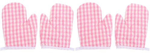 HEMOTON 4 Pcs Microwave Gloves Toddler Gloves Bbq Gloves Child Baking Gloves Cooking Gloves Child Anti Pot Girls Toys Microwave Mittens for Kids Pupils Polyester Suit Pink Major