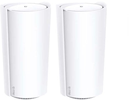 TP-Link Deco XE200(2-Pack) - Sistema WiFi 6E Mesh AI AXE11000, Tri-Banda, 2.4Ghz/5GHz/6GHz, óptimo Casas hasta 6 Dormitorios, Modo Ap, 1x Puerto 10Gbps/2x Puerto Gigabit, WPA3, Fácil Configuración