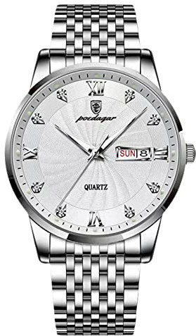 rorios klassisch Herrenuhren Analogue Quartz mit Edelstahlarmband Leuchtende Armbanduhr wasserdichte Diamant Uhr für Herren Männer