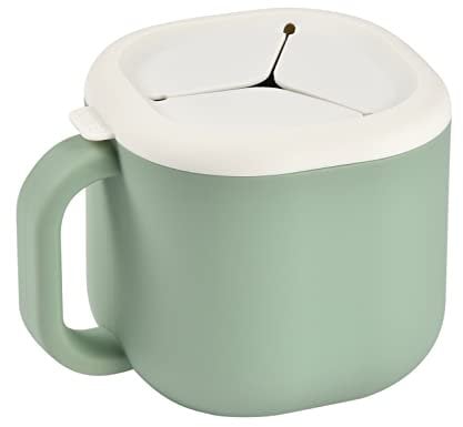 BÉABA, Tasse Repas Bebe Silicone, Tasse Enfant, Vaisselle Enfant, Tasse A Goûter, Couvercle Amovible, Materiaux Sain, 460ml, Pick 'n' Snack, Vert sauge
