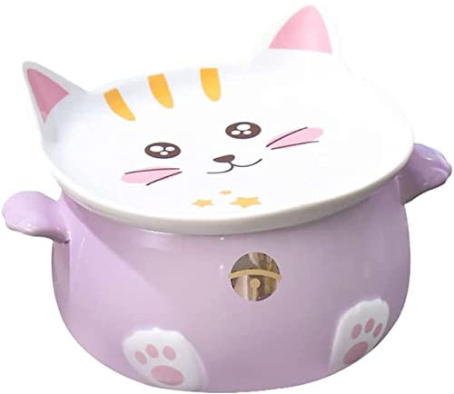 EdirFtra Bol Ramen avec Couvercle, 34.5oz Mignon Chat prêt à Manger Ramen Bol, Bol à Soupe, Ramen Pot, saladier, Bol de céréales, Bol de pâtes, Bol à Dessert,A