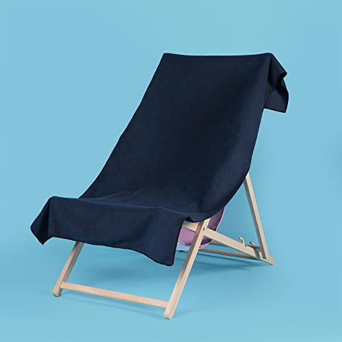 Brentfords Toalla de Playa Grande de Microfibra para niñas, Secado rápido, baño, Piscina, Vacaciones, Hombres y Mujeres, Absorbente, 71 x 152 cm, Color Azul Marino