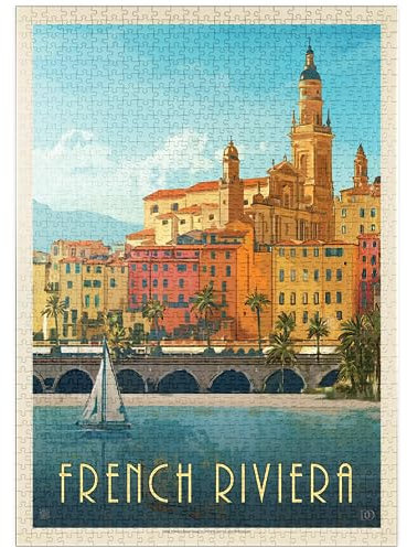 MyPuzzle Frankreich: Côte d'Azur, Vintage Poster - Premium 1000 Teile Puzzle - MyPuzzle Sonderkollektion von Anderson Design Group