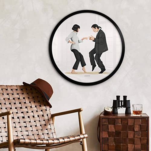 K&L Wall Art Pulp Fiction Poster Uma Thurman Twist John Travolta Tanzszene Wandbild Rund Küche Retro Tohmé