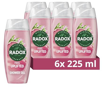 Radox Mineral Therapy Feel Uplifted Shower Gel with Grapefruit & Ginger Scent - 225 ml (Pack of 6)