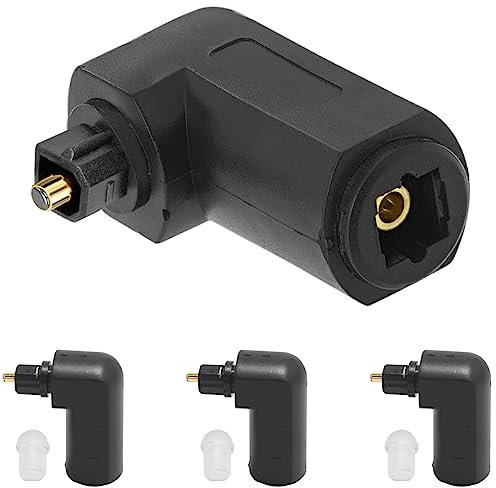 Xiatiaosann Optical Toslink Right Angle Digital Audio Cable Adapter 90 Degree Male to Female Jack 360 Rotates for Fiber Optic Toslink Plug Connector Cord TV, 4 Pcs