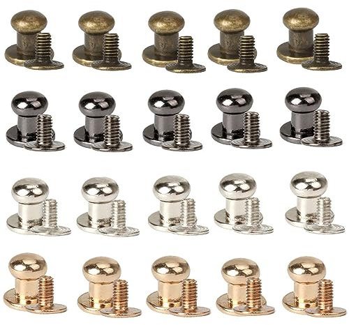 Dtoterul Remaches de Cuero 100 Piezas Remaches para Cuero 6mm Tornillo de Cabeza Botones de Presion Metalicos Redonda Sólido Remache Hebilla Latón Redondas de Cobre Tornillo para Bolso de Cuero