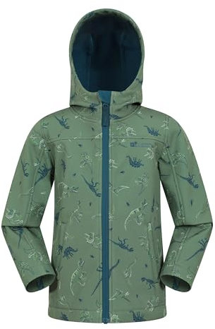Mountain Warehouse Exodus wasserdichte Windjacke Kinder Softshell - leichte Regenjacke Kinder, atmungsaktive, wasserfeste Jacke, Kinderregenjacke Grün Kinder 128 DE (7-8 Jahre)