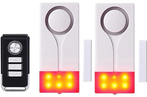 Meichoon Alarme de Porte fenêtre sans Fil pour Home Security Sensor Anti Theft Burglar Doorbell Chime DIY Protection Idéal pour Pool Garage Appartement et RV avec 2 alarmes et 1 télécommande