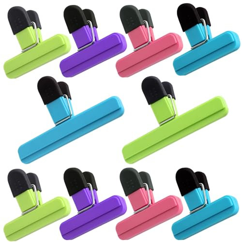 Abnaok Food Clips,10Pcs Reusable Bag Clips for Food Storage, Sturdy Sealing Clipsfor Sealing Food Keeping Food Fresh Plastic Clips for Home, Kitchen and Office