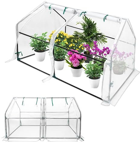 Froadp Serra piccola casetta per pomodori in fibra di vetro e struttura in ferro, 180 x 90 x 90 cm, con 2 porte a rullo, per giardini, balconi, terrazze, cortili