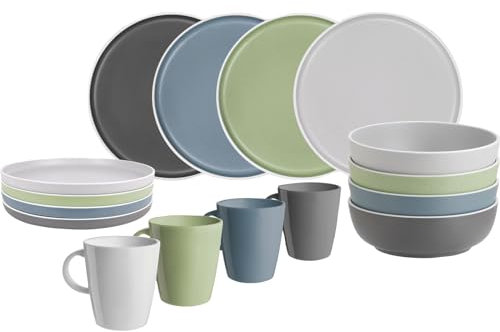 Melamm-Teller-Set Lunchbox Dolomit 16tlg