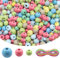 TOAOB 1000 Pièces Perles en Bois Thème Rose Rondes en Naturel en Vrac 6mm 8mm 10mm avec 5m Ligne D'étirement de Couleur pour Fabrication de Bijoux Bracelets DIY Décoration Artisanat Accessoire