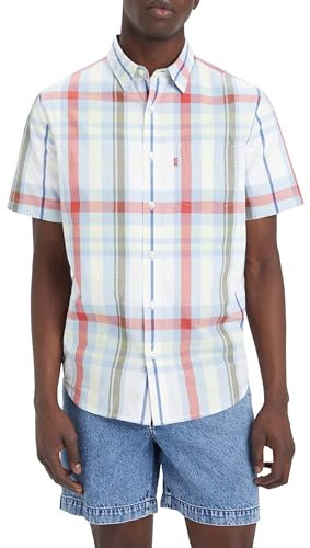 Levi's Homme Shortsleeve Sunset 1-Pocket Standard, Cole Plaid Bright White, M
