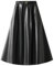 Winter Frauen Latex Schnalle Lange Röcke mit Gürtel Dicke Elegante Pu Leder Plissee A-Linie Flare Rock, Schwarz , Einheitsgröße