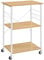 VASAGLE Estantería de Cocina con Ruedas, Carrito de Servicio de 3 Niveles, Estantería para Microondas, Horno, Tostadora, Marco de Metal con 6 Ganchos, Roble Dorado y Blanco Nube KKS060Y09