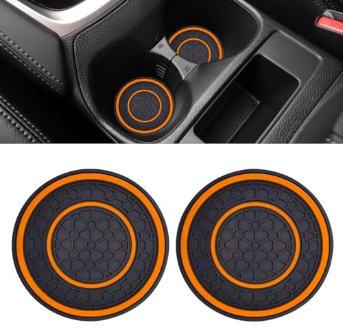 Auto-Getränkehalter-Untersetzer, 7,9 cm, rutschfest, Anti-Staub-Untersetzer, Konsolen-Getränkehalter-Einsatz, Auto-Isolierte Matten, universelles Innenzubehör für die meisten Autos, Orange, 2 Stück
