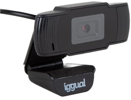 Iggual Webcam para sobremesa WC720 Basic View -Cámara HD 720p.Conexión USB -Enfoque Fijo Micrófono Integrado. Campo visión 90º- Enchufar y Listo, sin Software.-Pequeña y Ligera.(8x4,5x3,6 y 62,5 gr.)