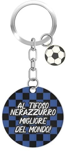 KAÏDENSÏ Idea Regalo Tifoso Calcio Originale - Portachiavi Tifoso Nerazzurro Migliore del Mondo Gadget Divertenti per Uomo Originale - Idee Regali Divertenti Originali
