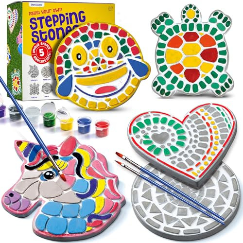 Stepping Stones Painting Kit for Kids - 5 Paint Your Own Garden Stones