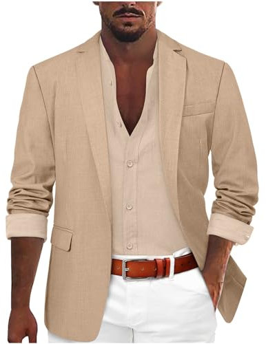 Generico Blazer da Uomo tinta unita Slim Fit con Un Bottone Suit Jacket Formale Elegante Giacca Business da Lavoro