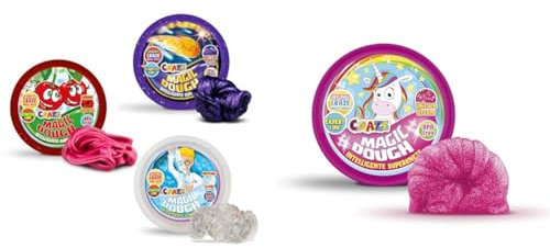 Magic Dough 3er Bundle Intelligente Knete, Magische Knete 3er Set & Intelligente Knete in 70g Dose Einhorn Knete Set