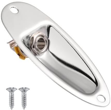 Guitar Input Jack Socket Plate, 1/4 Inch Stratocaster Jack Ferrule Guitar Jack Plug Socket Plate Guitar Output Jack Cover Pad Silver for Fender Stratocaster Electric Guitar Bass