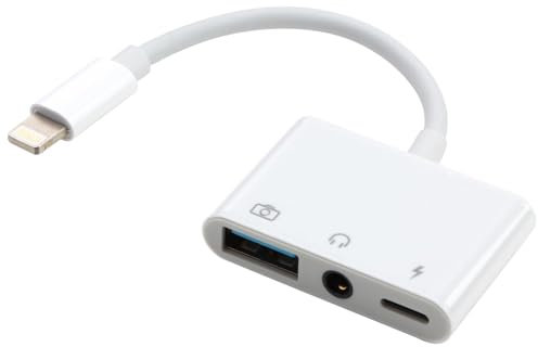 Wonvify Adattatore 3 in 1 USB 3,5 3,5 mm Jack per i-Phone/i-Pad, Aux Lightn-ing Universale Ricarica Rapida, Connettore Audio Multiporta Splitter per Cuffie, Accessori Compatibile con i-Product