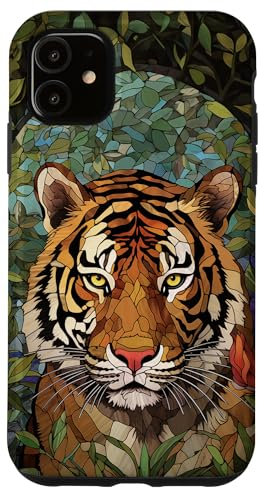 iPhone 11 Tiger Stained Glass Animal Case
